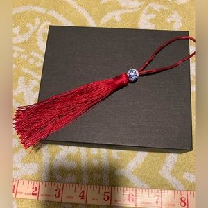 NWOT Red Silk Tassel with Asian Ceramic Bead